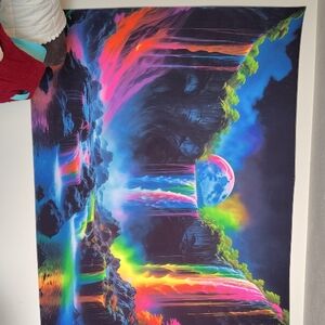 Vibrant Neon Waterfall Tapestry